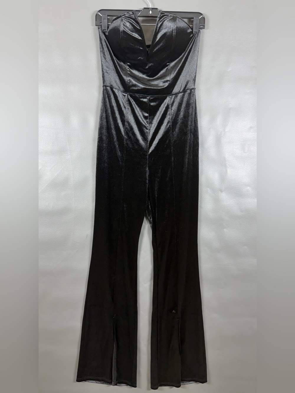 Strapless Black Velvet Jumpsuit Size L